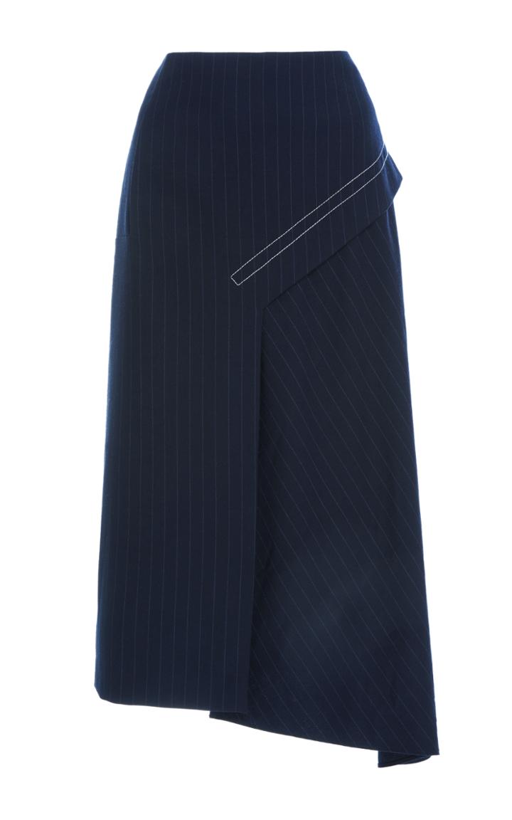 Tibi Pin Stripe Draped Skirt