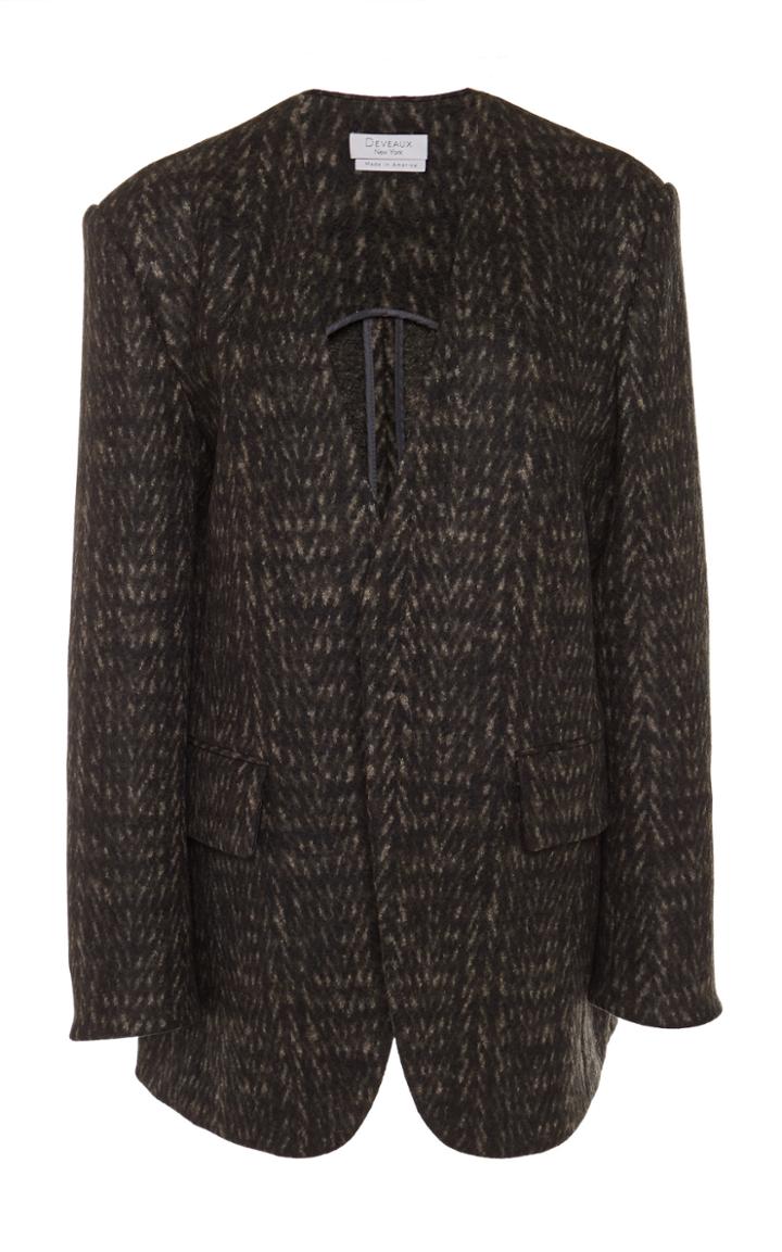 Deveaux Collarless Wool Blazer