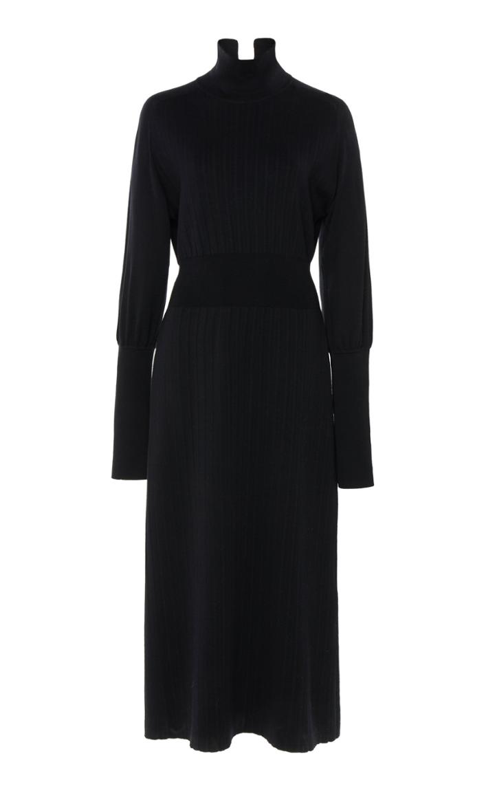 Cyclas Turtleneck Wool Rib Knit Dress