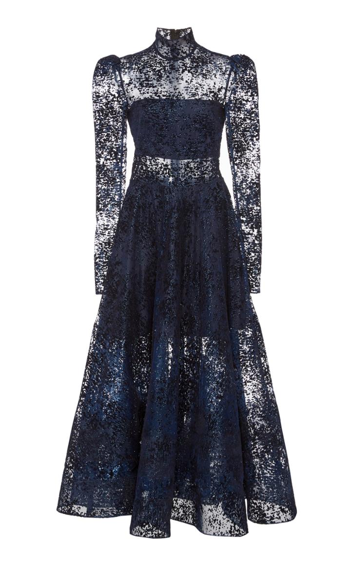 Christian Siriano Devore Puff Sleeve Dress