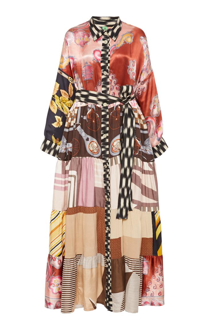 Moda Operandi Rianna + Nina One Of A Kind M'o Exclusive Printed Silk Shirt Dress
