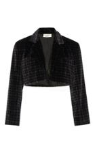 Isa Arfen Tartan Velvet Cropped Jacket