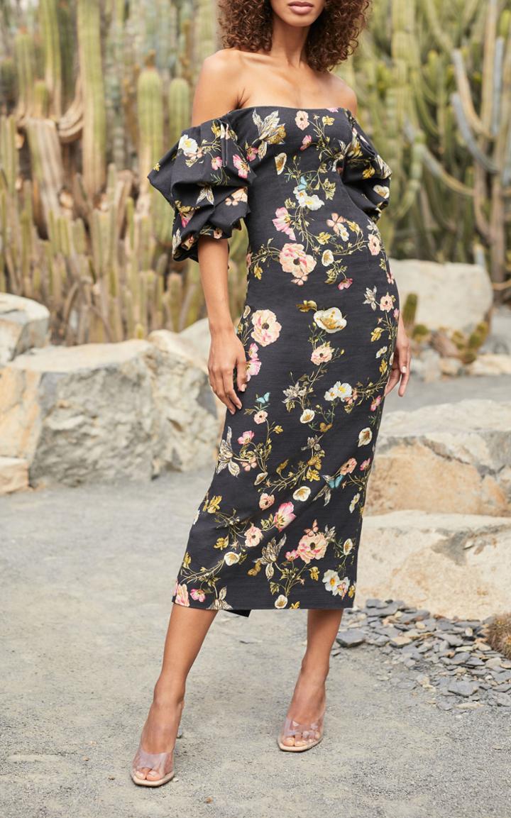 Moda Operandi Monique Lhuillier Floral -printed Linen Dress