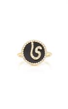 Names By Noush Treasure Disk Arabic Initial Ring With Onyx Gemstone