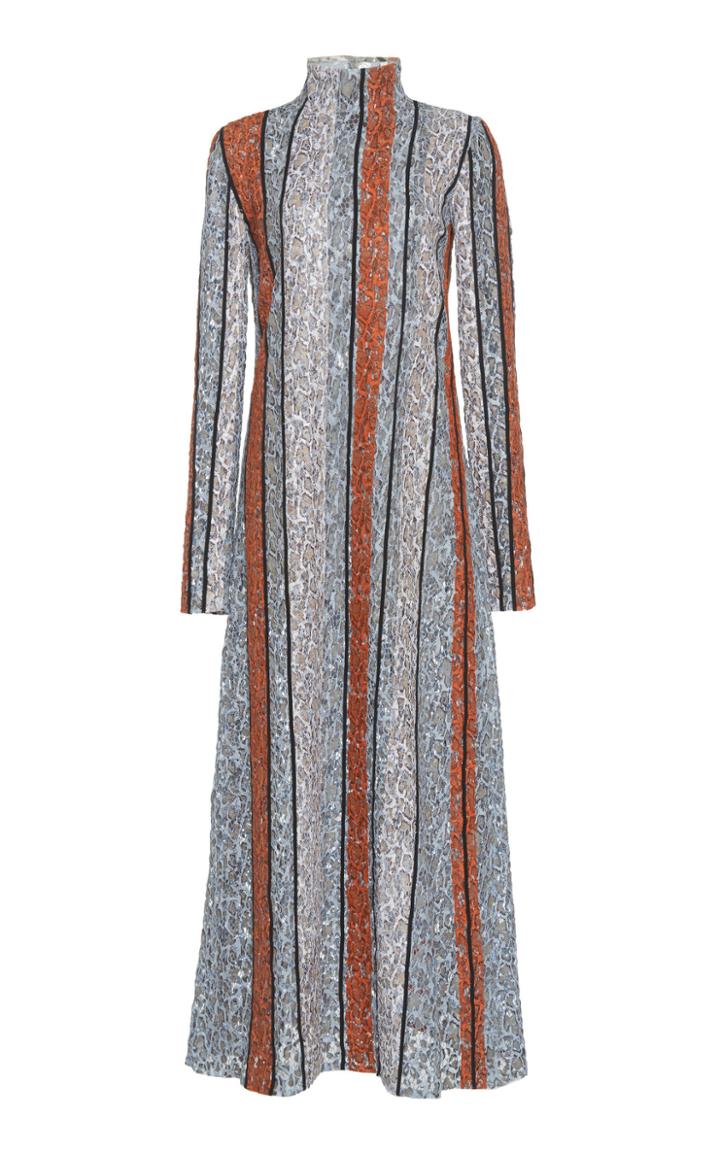 Giambattista Valli Python Print Striped Lace Dress