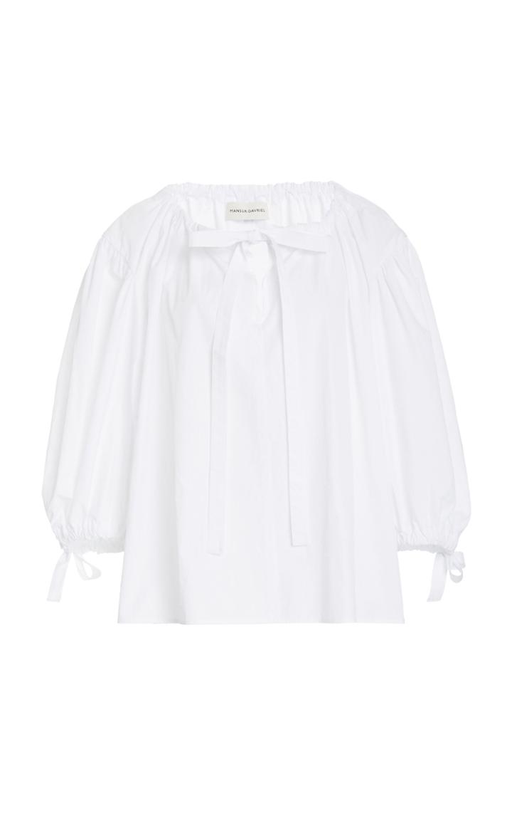 Mansur Gavriel Puffed-sleeve Cotton Top