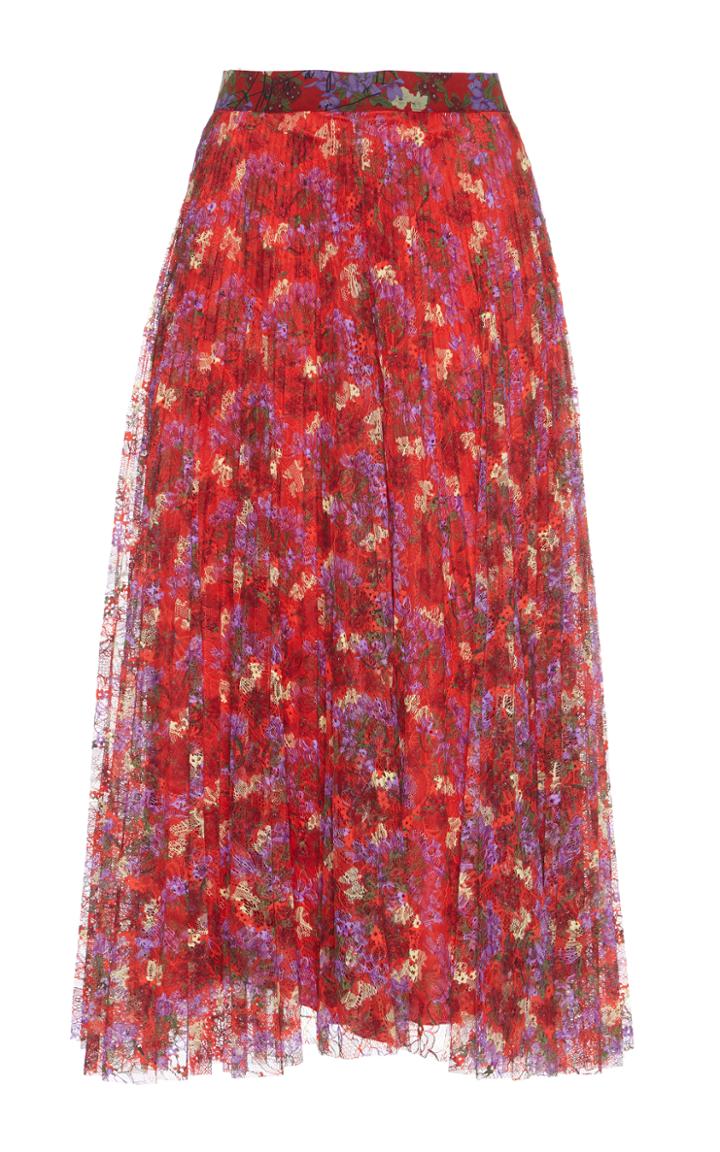 Giuseppe Di Morabito Printed Long Lace Plisse Skirt