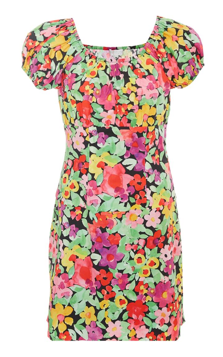 Caroline Constas Calla Off-the-shoulder Floral-print Cotton Mini Dress