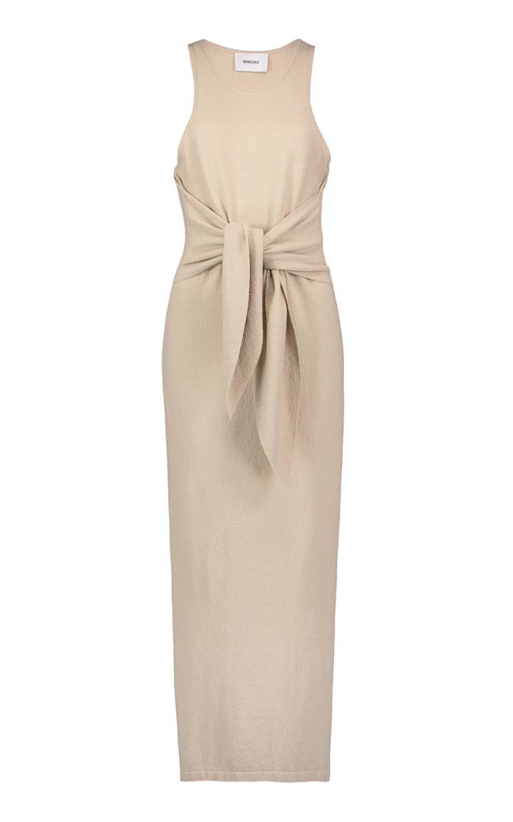 Nanushka Mame Tie-front Cotton-blend Midi Dress
