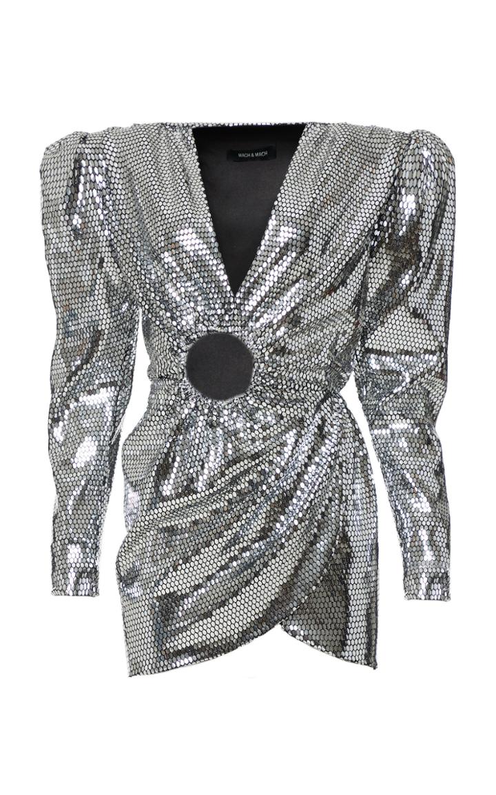 Moda Operandi Mach & Mach Metallic Cutout Mini Dress Size: Xs