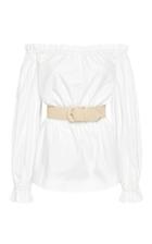 Moda Operandi Rebecca Vallance Kenza Belted Off-the-shoulder Cotton Top
