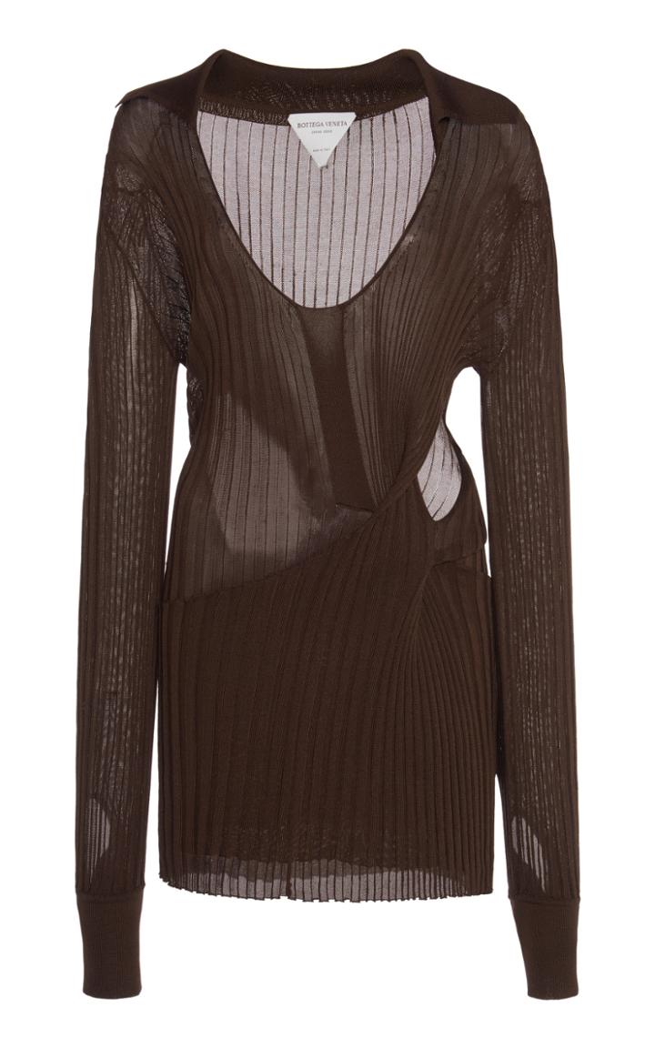 Bottega Veneta Cutout Ribbed Silk Sweater