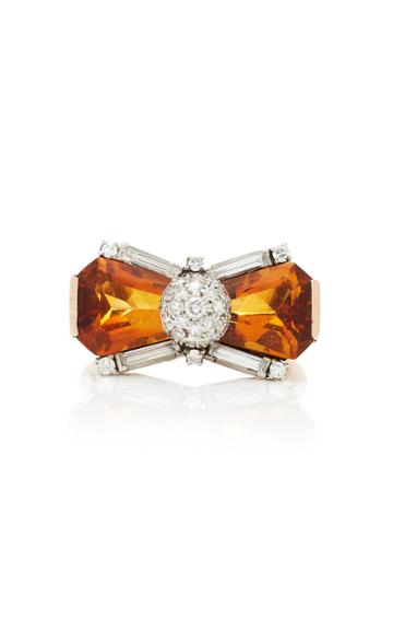 Fred Leighton Citrine And Diamond Stylized Bow Ring