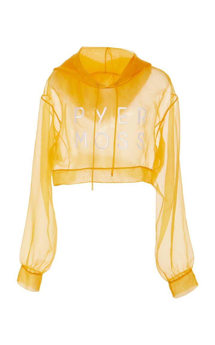 Pyer Moss Classic Logo Cropped Silk Hoodie