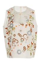 Tory Burch Layered Organza Embroidered Bow Top