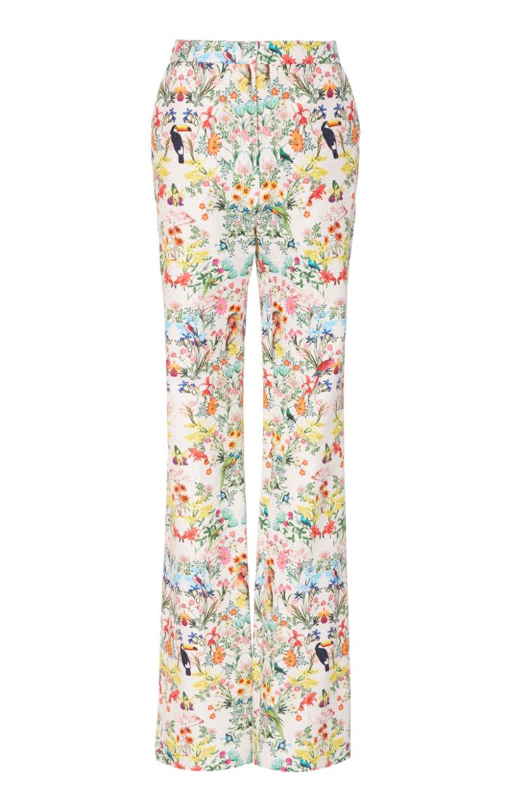 Monique Lhuillier Printed Jacquard Boot Cut Trouser