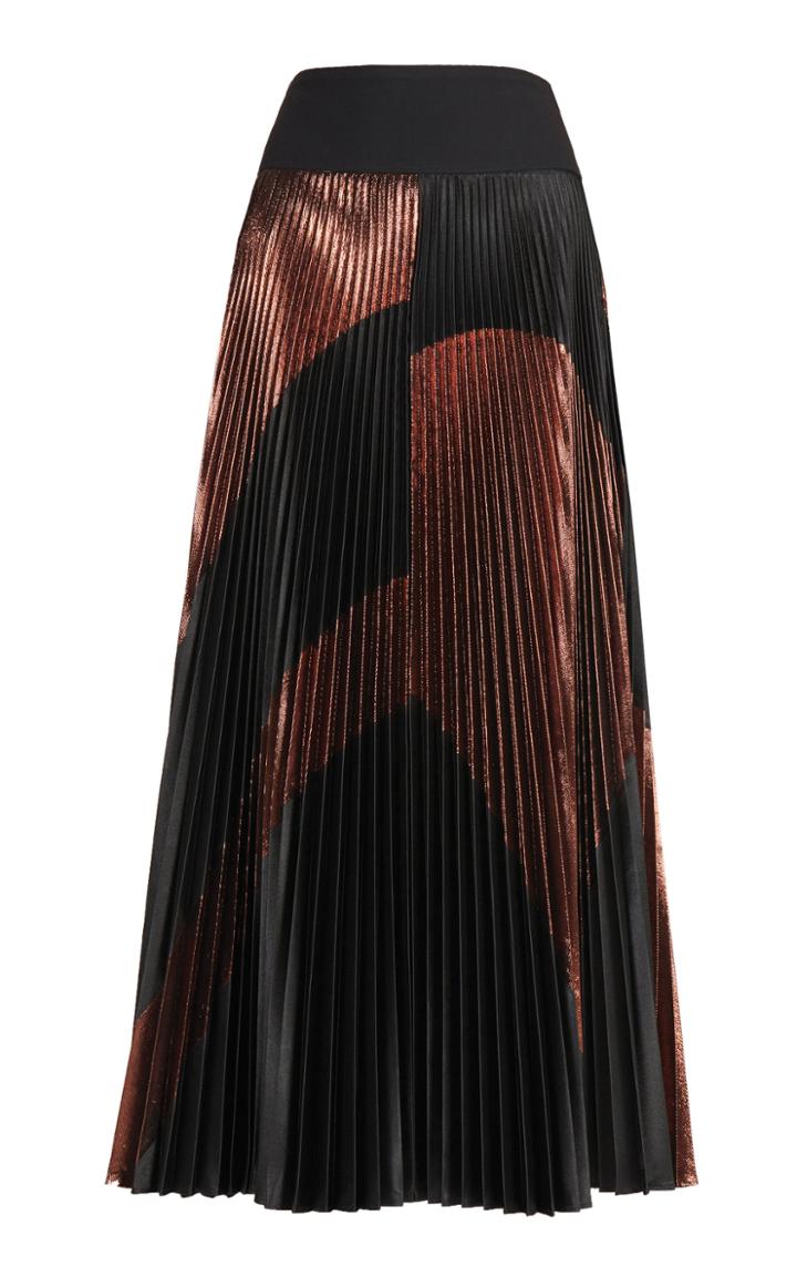 Stella Mccartney Areley Metallic Pleated Satin Maxi Skirt