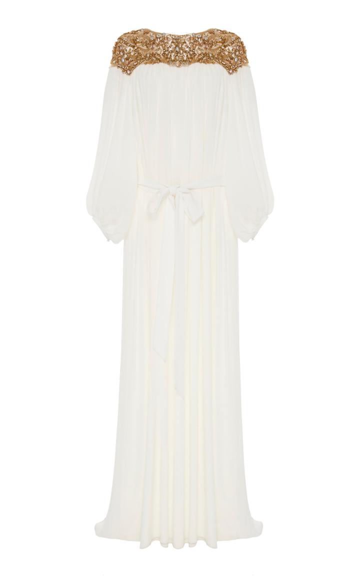 Marchesa Jewel Embroidered Georgette Caftan