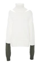Monse Double-cuff Cutout Two-tone Wool Turtleneck