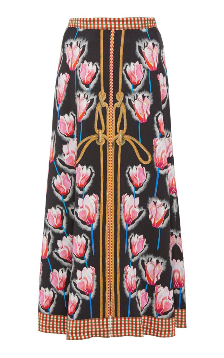 Temperley London Arabesque Printed Crepe Skirt