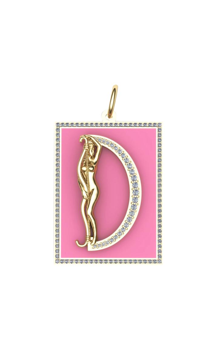 Moda Operandi Jenna Blake 18k Gold Bright Pink Enamel Alphabet Charm