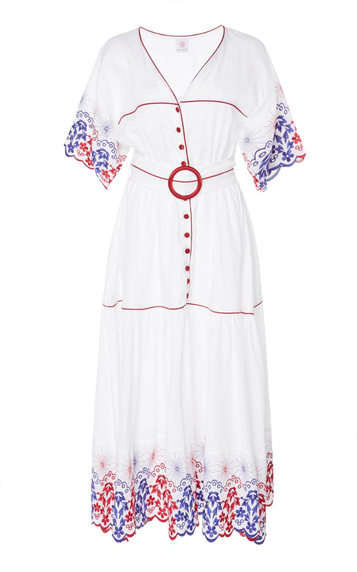 Gl Hrgel Embroidered Short Sleeve Dress