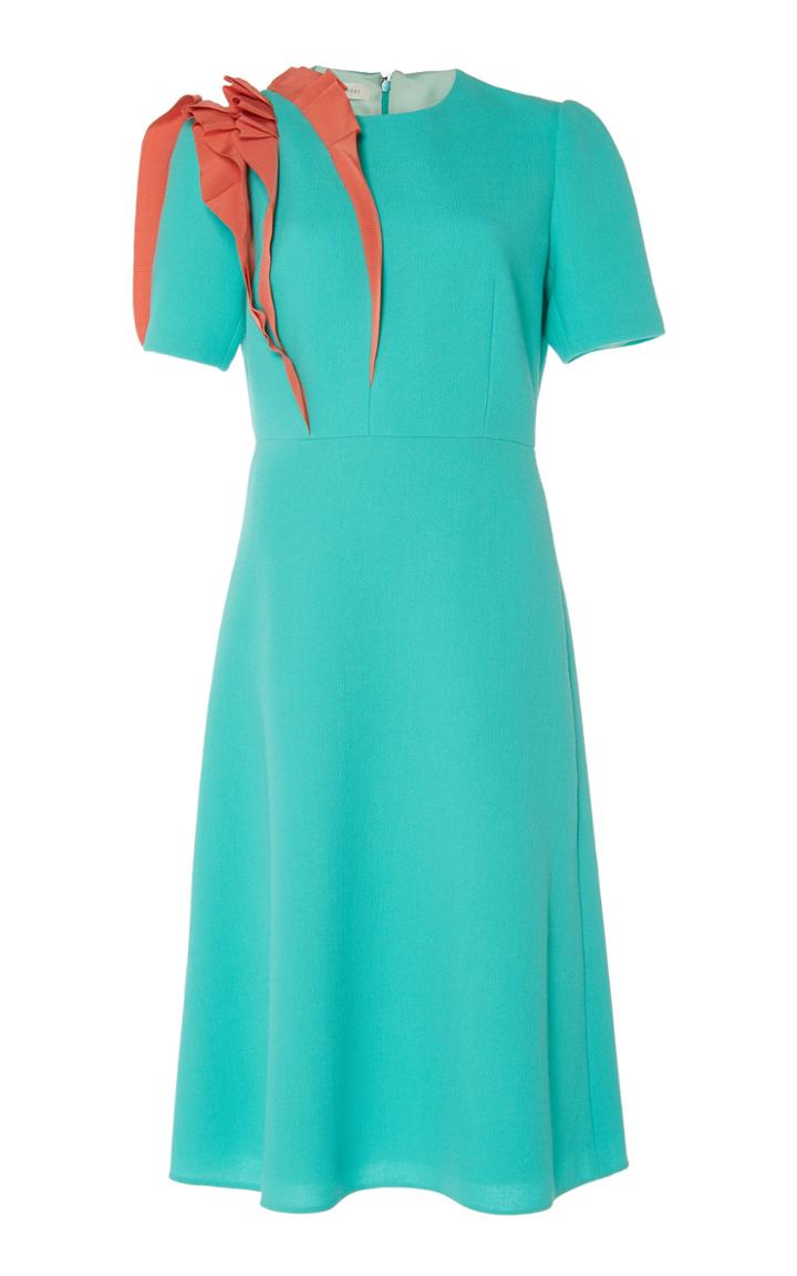 Delpozo Grosgrain Ruffle Crepe Dress
