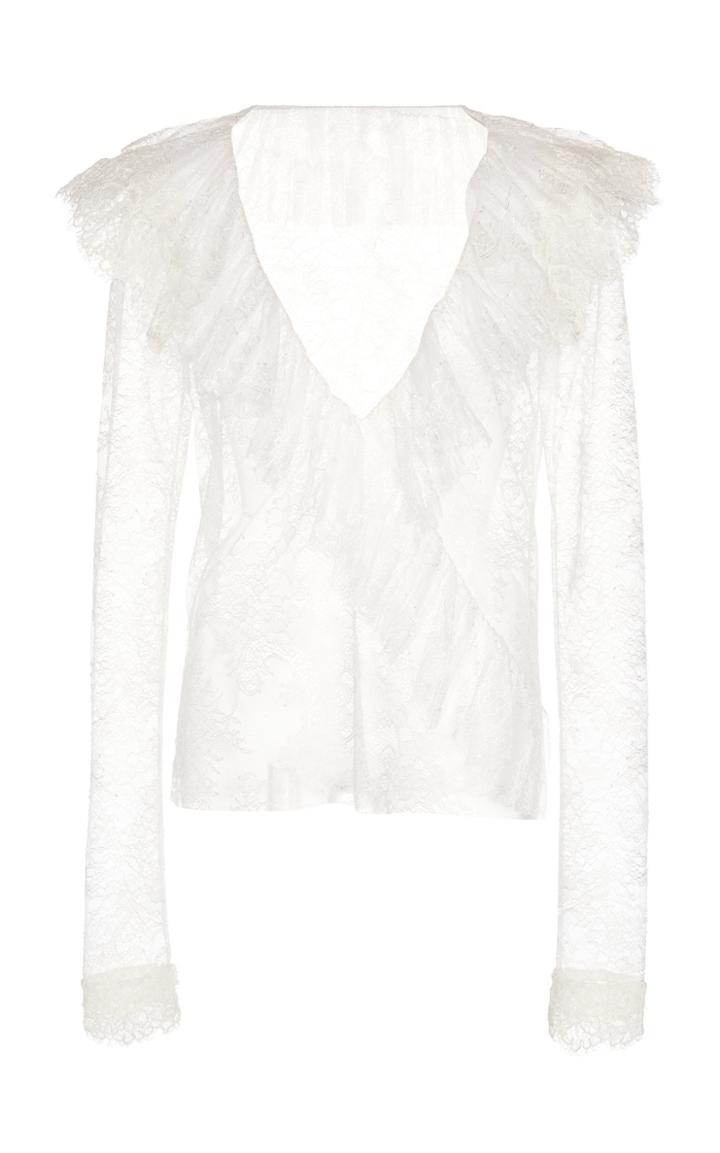 Philosophy Di Lorenzo Serafini Ruffled Leaver's Lace Long Sleeve Top