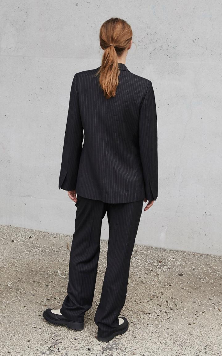 Moda Operandi By Malene Birger Daina Pleated Pinstriped Straight-leg Trousers