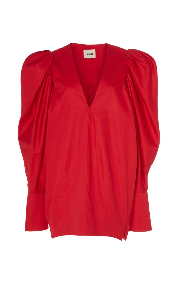 Khaite Conie Puff Sleeve Cotton Blouse
