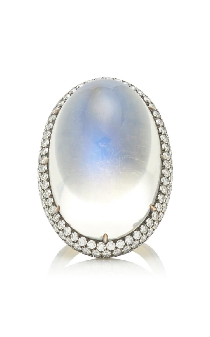 Moda Operandi Stephen Russell One Of A Kind 18k Yellow Gold Diamond & Moonstone Ring