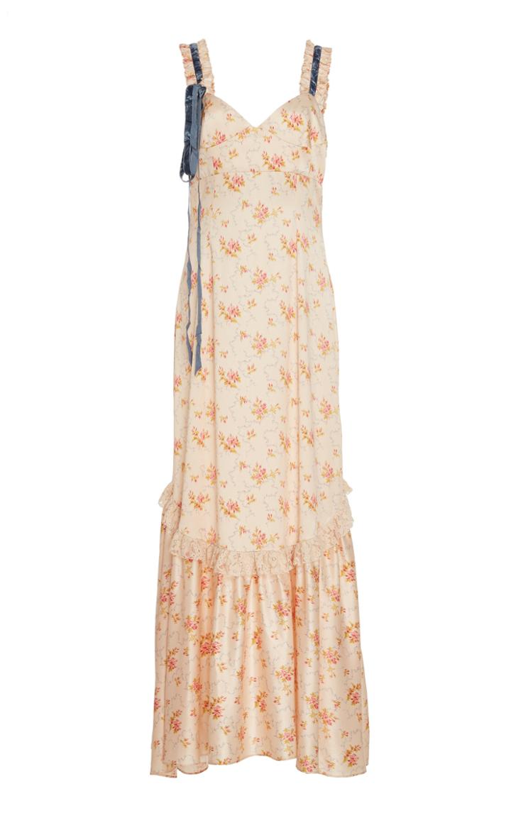 Loveshackfancy Soroya Tie-detailed Floral-print Silk Dress