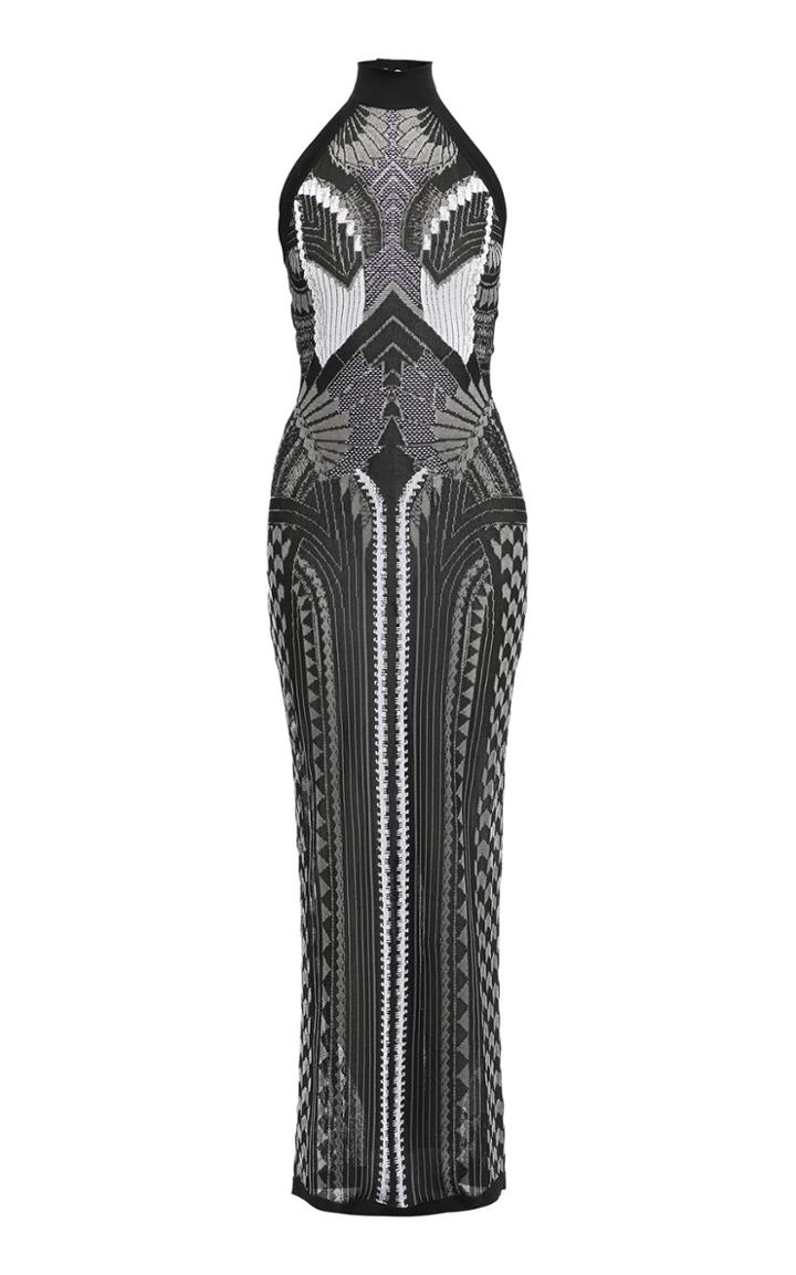 Balmain Embroidered Turtleneck Gown