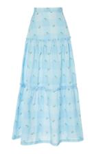 Rixo Danny Cotton Paneled Midi Skirt With Gathering