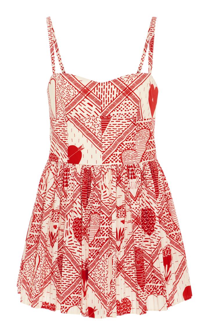 Red Valentino Sweetheart Woodblock Print Romper