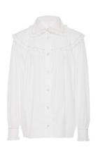 Alexachung Ruffle-trimmed White Cotton Shirt