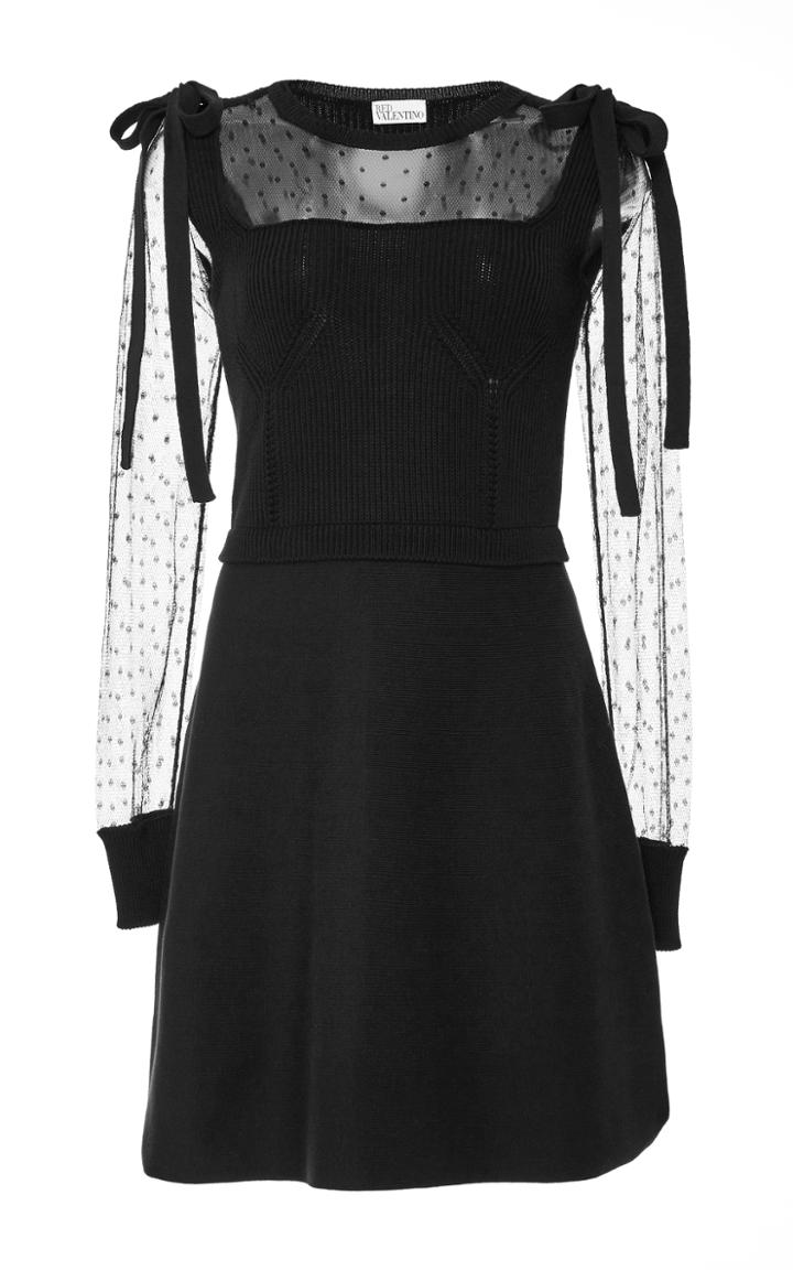 Red Valentino Point D'esprit-paneled Dress