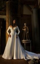 Isabelle Armstrong Arlette Satin Organza Ball Gown With Embroidered Long Sleeves