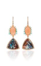 Nina Runsdorf M'o Exclusive One-of-a-kind Yahwah Opal And Coral Earrings