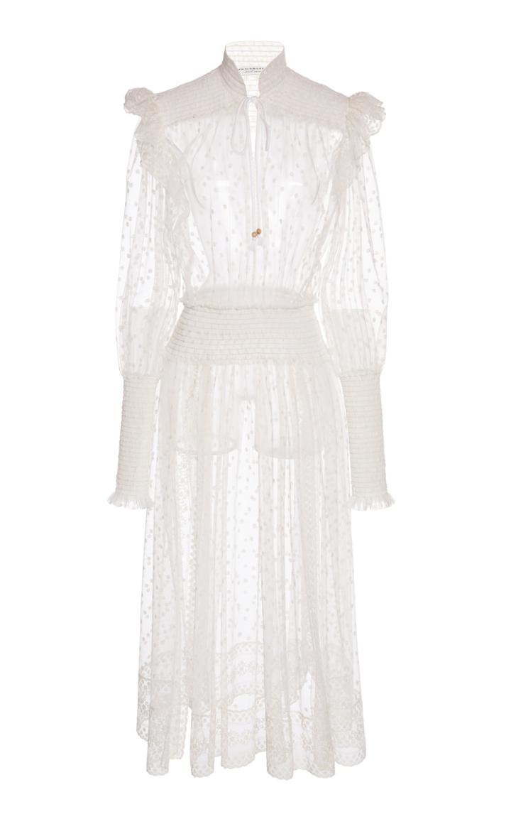 Philosophy Di Lorenzo Serafini Accent Sleeve Embroidered Tulle Dress