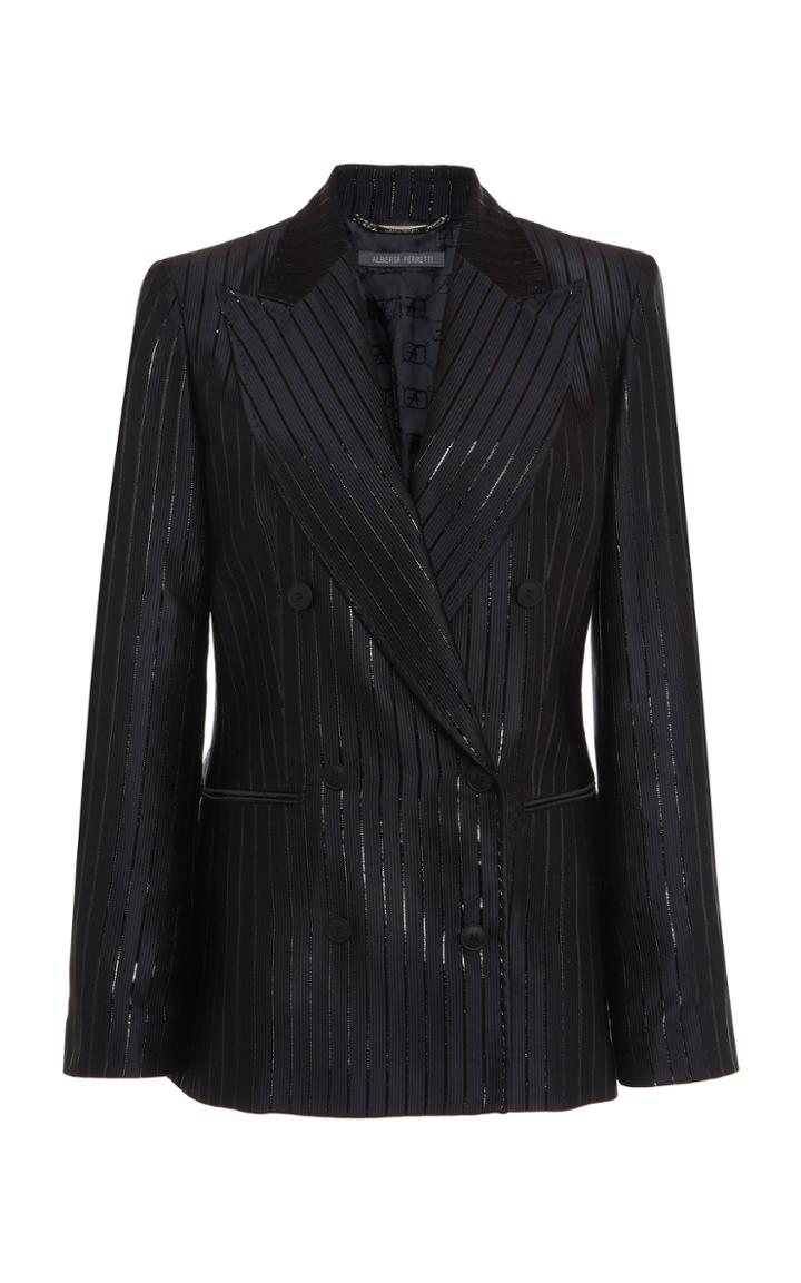 Moda Operandi Alberta Ferretti Striped Lurex Double-breasted Blazer
