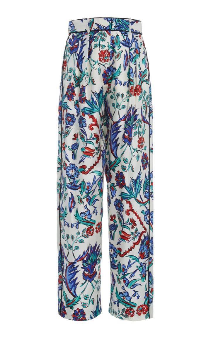 Moda Operandi Tory Burch Silk Printed Pleated Pant