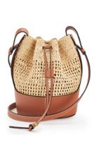 Loewe Small Balloon Leather-trimmed Raffia Shoulder Bag
