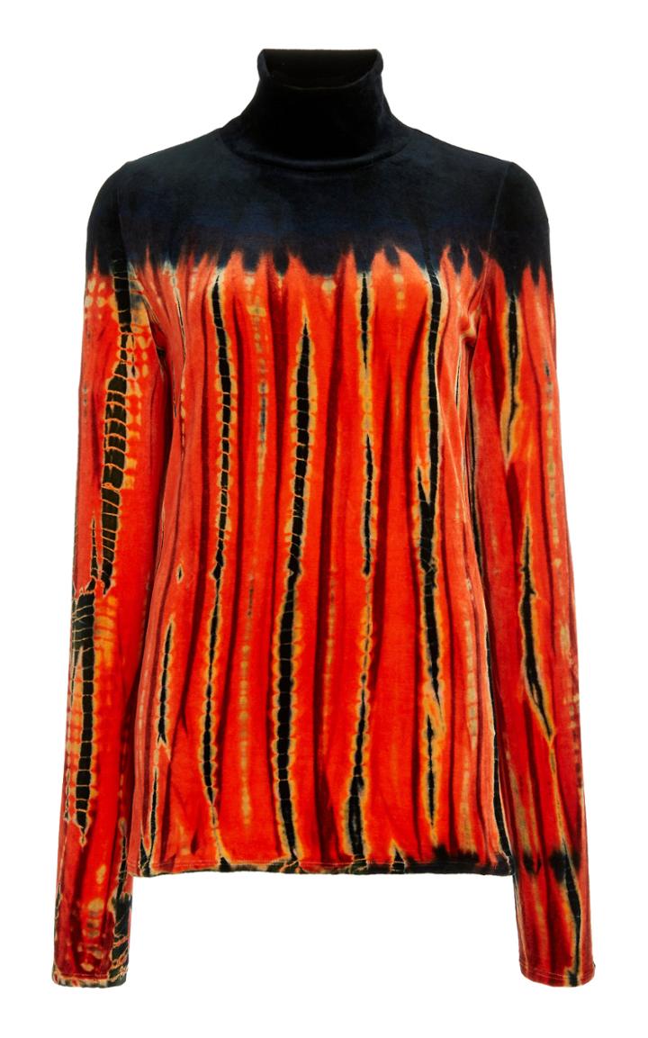 Proenza Schouler Tie-dyed Velvet Turtleneck Top