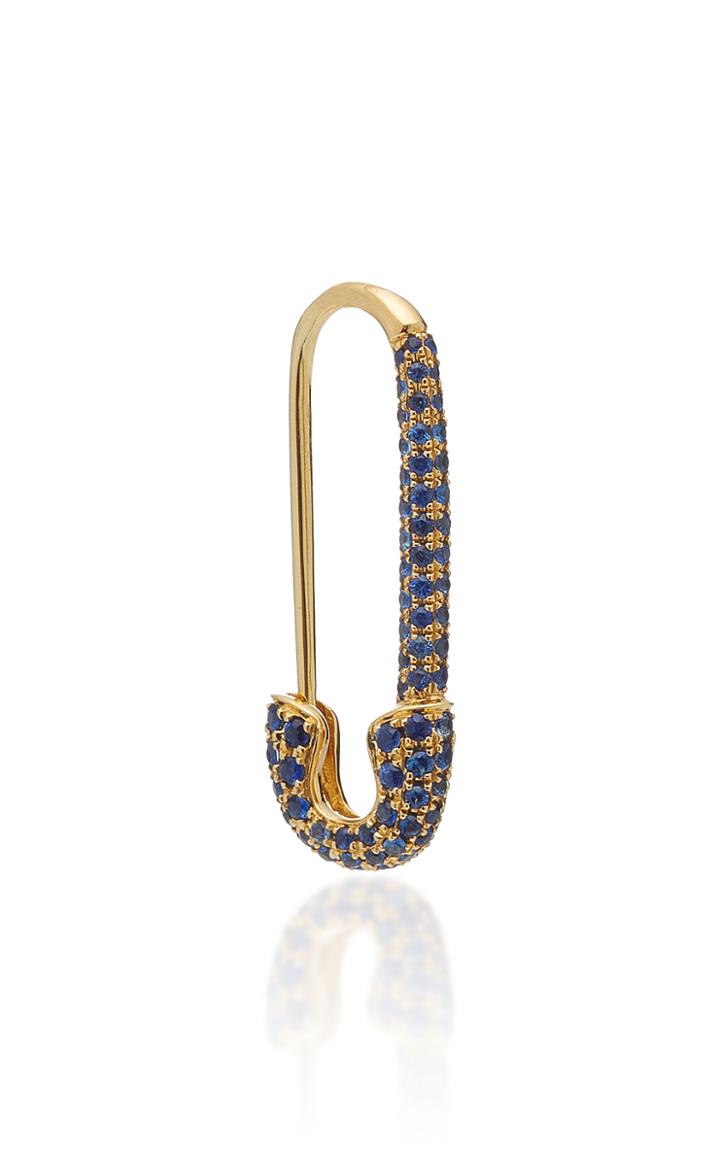 Moda Operandi Anita Ko Safety Pin Earring With Blue Sapphire