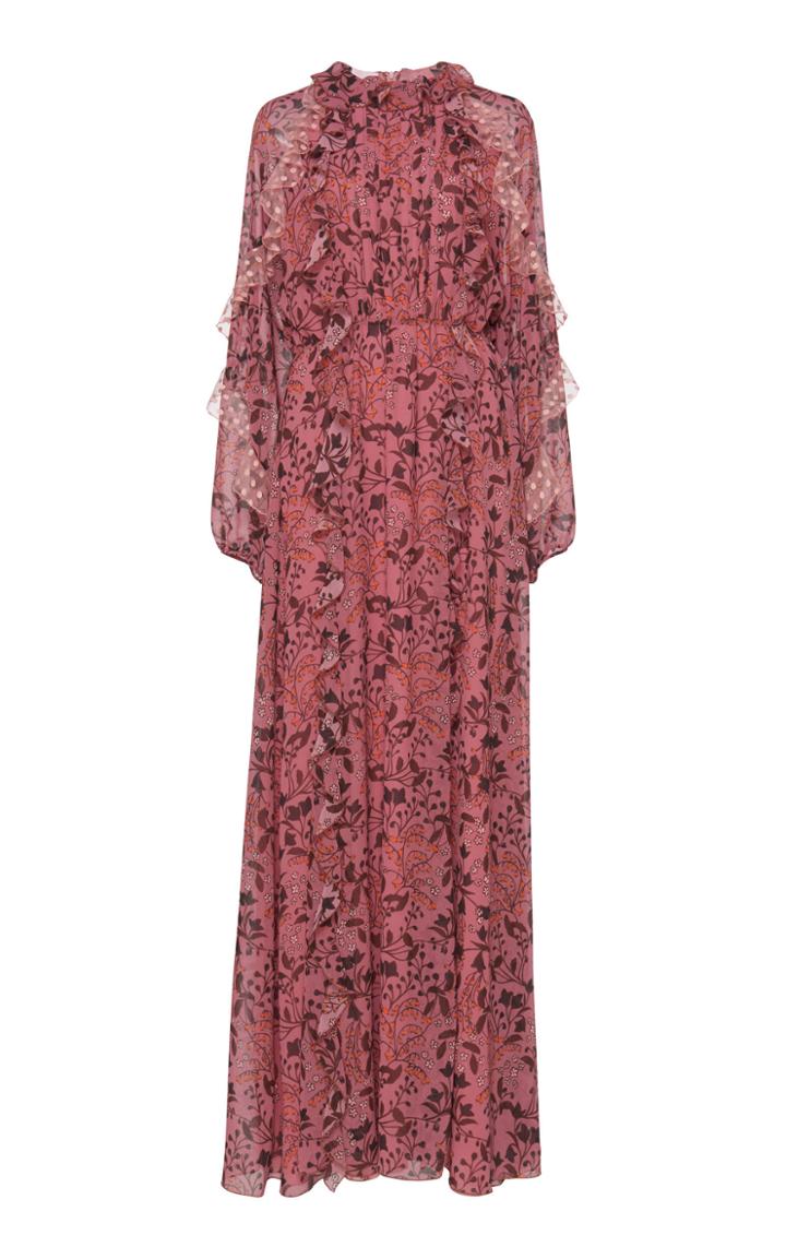 Giamba Floral Ruffle Maxi Dress