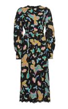 Andrew Gn Butterfly Printed Midi Dress
