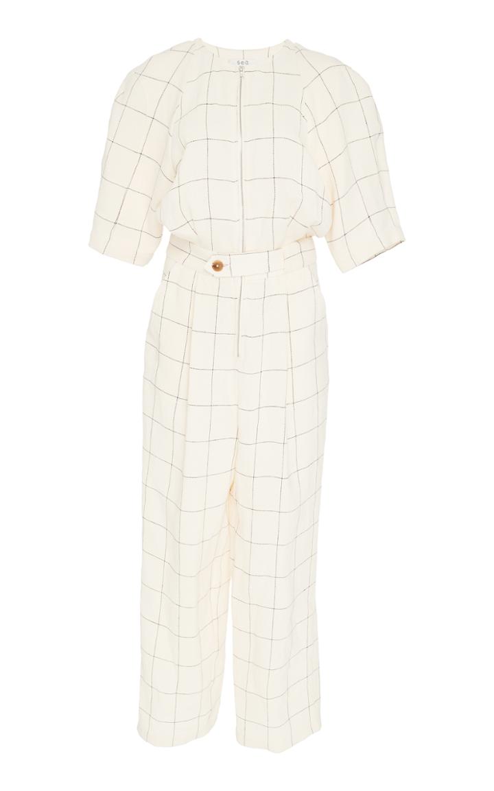Sea Delaney Grid Linen Jumpsuit