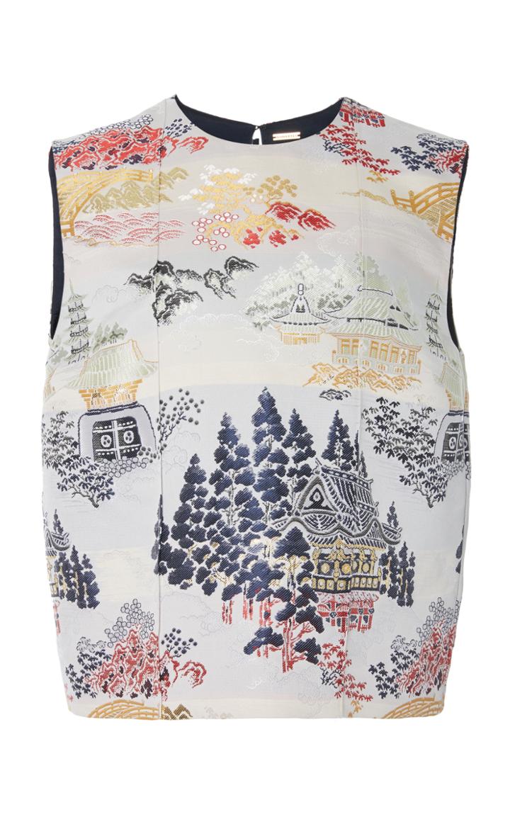 Adam Lippes Silk Lame Jacquard Crewneck