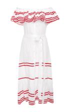 Lisa Marie Fernandez Mira Ruffled Off The Shoulder Belted Button Down Dress
